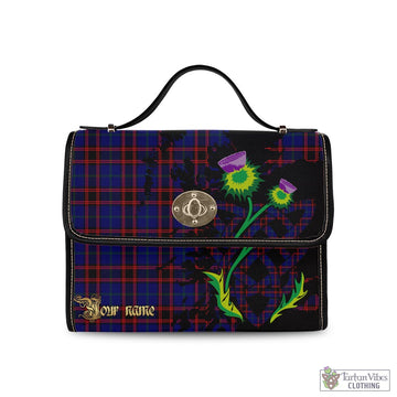 Home Modern Tartan Waterproof Canvas Bag with Scotland Map and Thistle Celtic Accents
