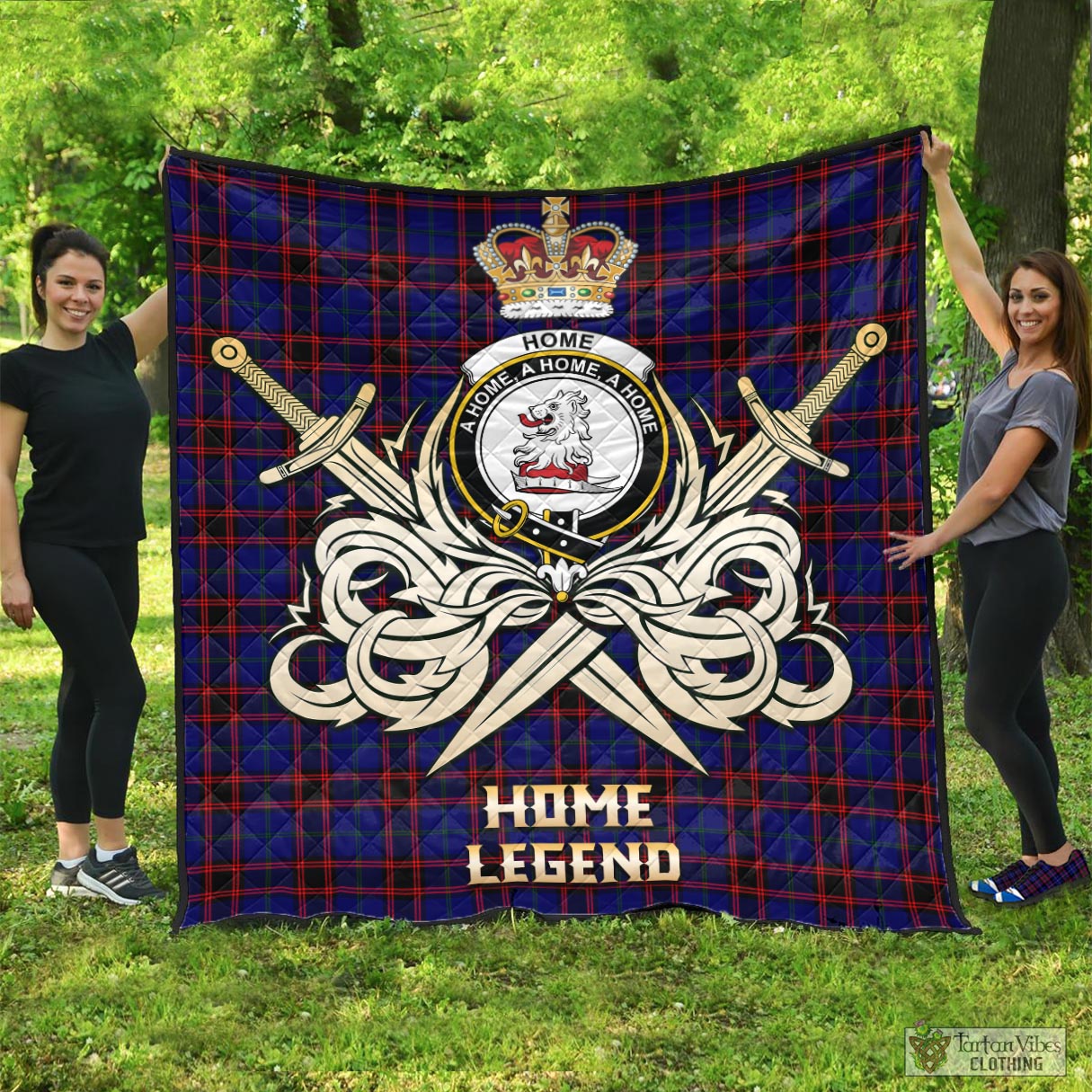 Tartan Vibes Clothing Home Modern Tartan Quilt with Clan Crest and the Golden Sword of Courageous Legacy