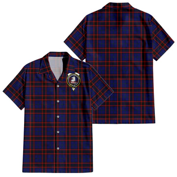 Home Modern Tartan Short Sleeve Button Down Shirt with Family Crest