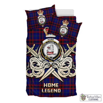 Home Modern Tartan Bedding Set with Clan Crest and the Golden Sword of Courageous Legacy