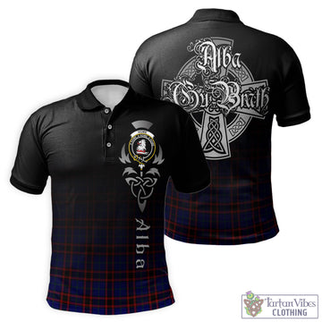 Home Modern Tartan Polo Shirt Featuring Alba Gu Brath Family Crest Celtic Inspired