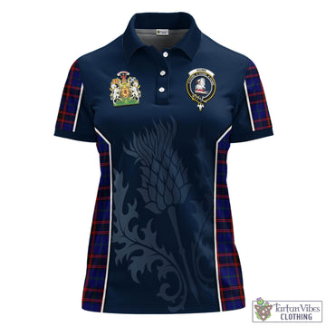 Home Modern Tartan Women's Polo Shirt with Family Crest and Scottish Thistle Vibes Sport Style