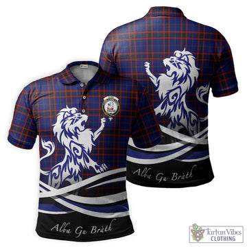 Home Modern Tartan Polo Shirt with Alba Gu Brath Regal Lion Emblem