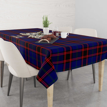 Home Modern Tartan Tablecloth with Clan Crest and the Golden Sword of Courageous Legacy