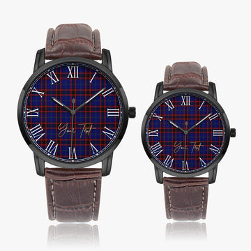 Home Modern Tartan Personalized Your Text Leather Trap Quartz Watch