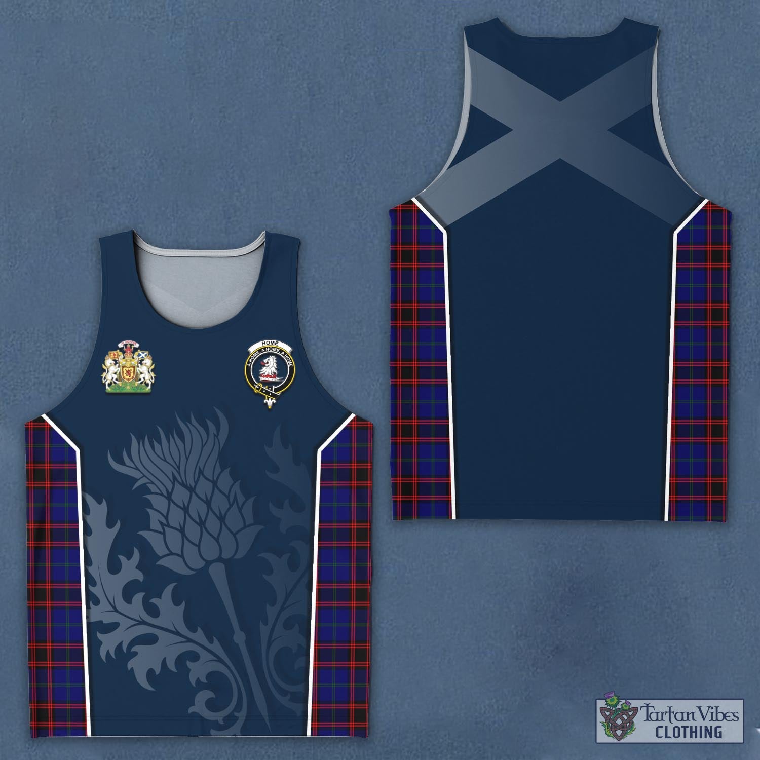 Tartan Vibes Clothing Home Modern Tartan Men's Tanks Top with Family Crest and Scottish Thistle Vibes Sport Style
