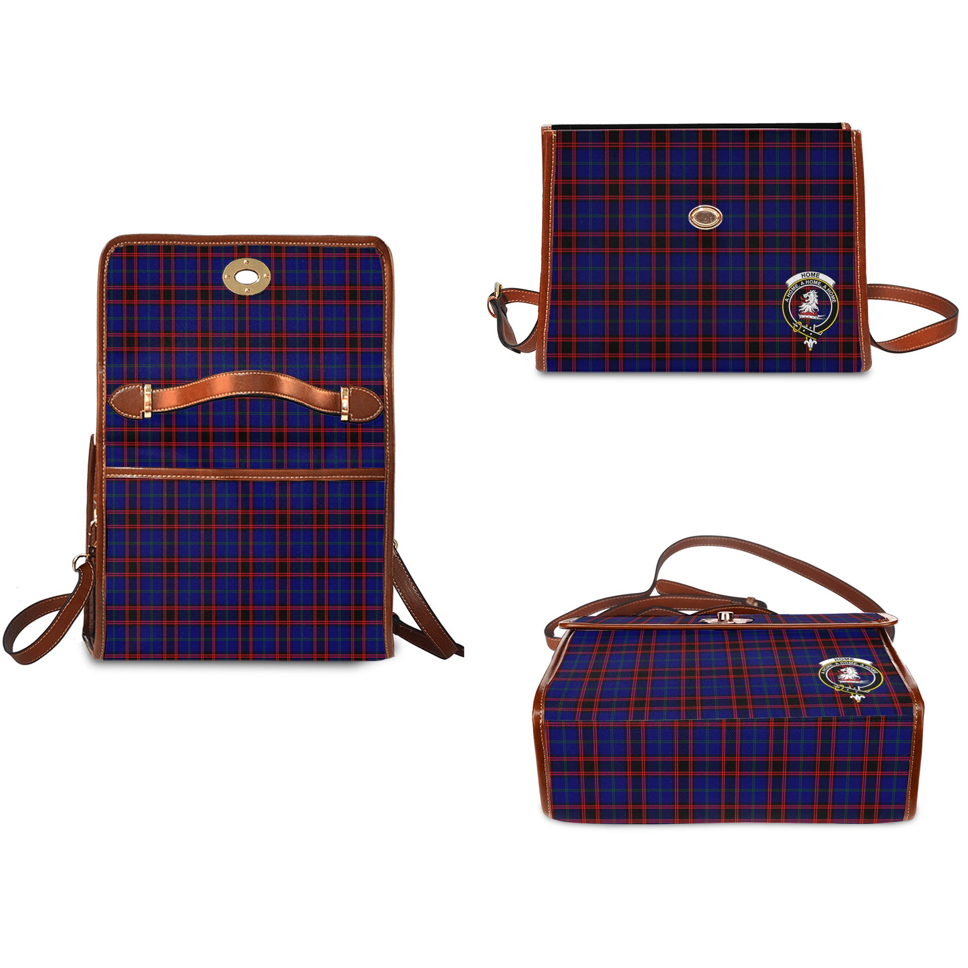 home-modern-tartan-leather-strap-waterproof-canvas-bag-with-family-crest