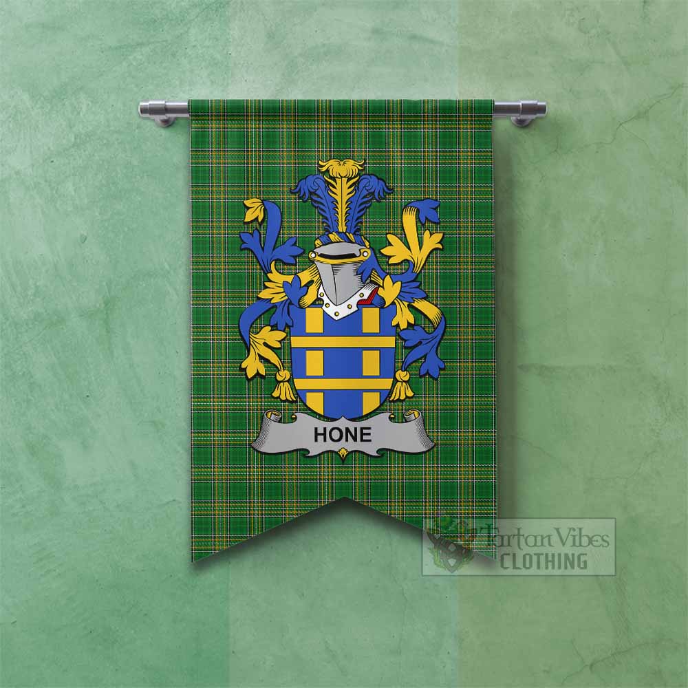 Tartan Vibes Clothing Hone Irish Clan Tartan Gonfalon, Tartan Banner with Coat of Arms