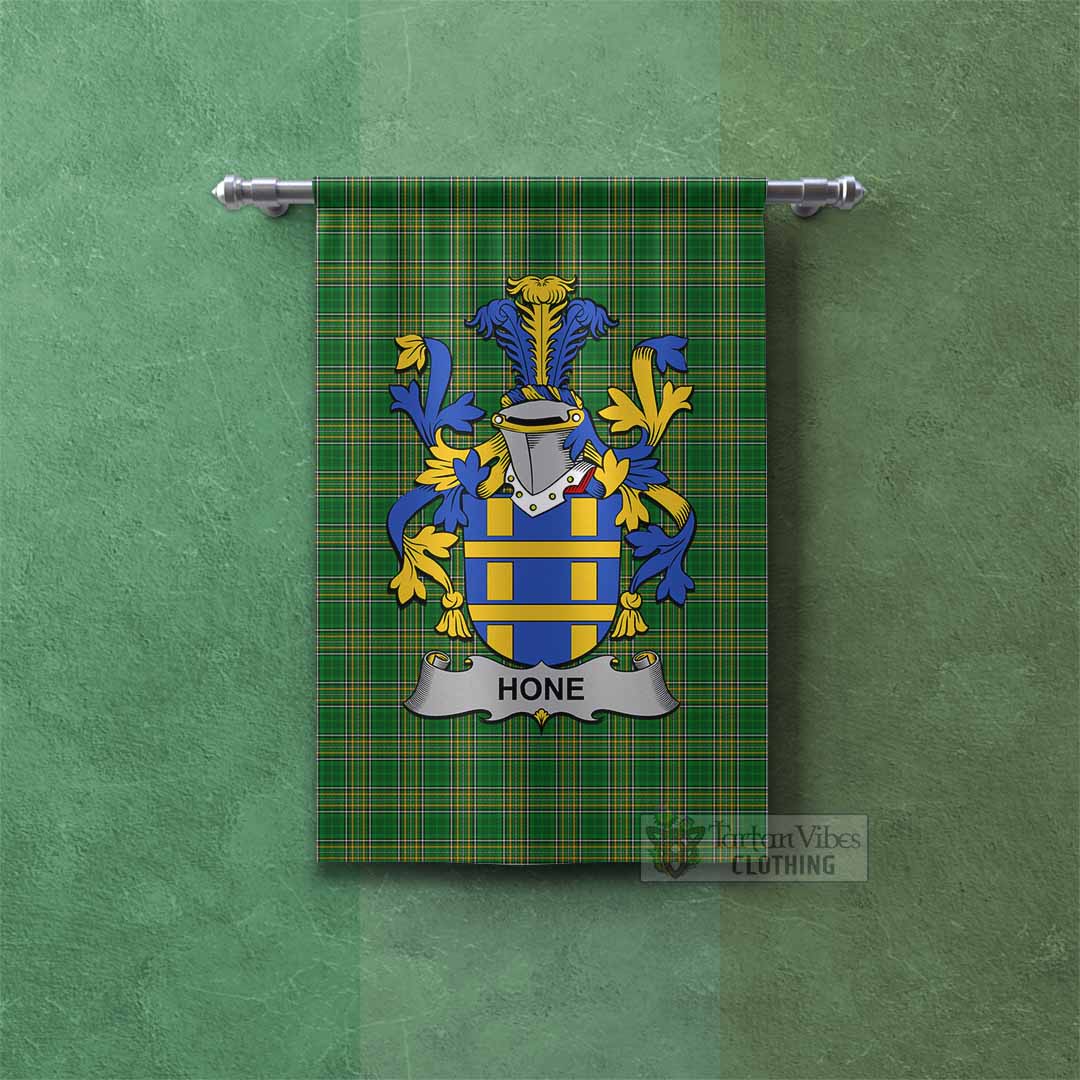 Tartan Vibes Clothing Hone Irish Clan Tartan Gonfalon, Tartan Banner with Coat of Arms