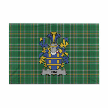 Hone Irish Clan Tartan House Flag with Coat of Arms
