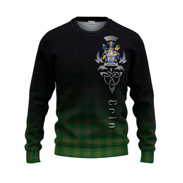Hoolihan Irish Clan Knitted Sweater with Coat of Arms Erin Go Bragh Celtic Inspired
