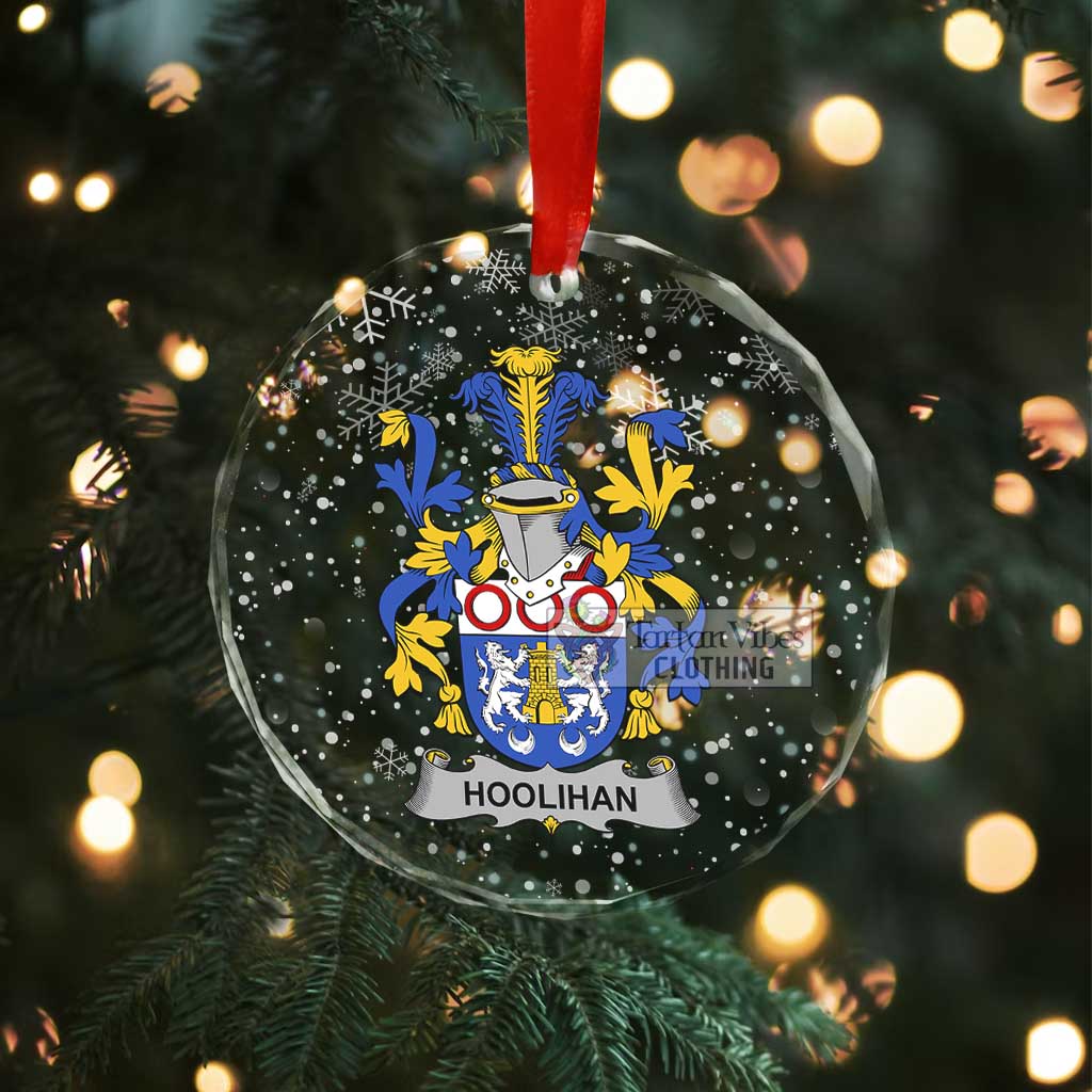 Hoolihan Irish Clan Christmas Glass Ornament with Coat of Arms - 2D-tartanvibesclothing
