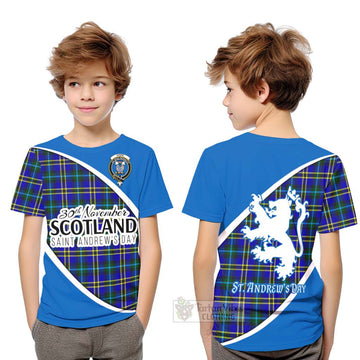 Tartan Vibes Clothing Hope Family Crest Tartan Kid T-Shirt Celebrate Saint Andrew's Day in Style