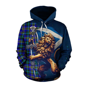 Tartan Vibes Clothing Hope Tartan Family Crest Cotton Hoodie with Scottish Majestic Lion