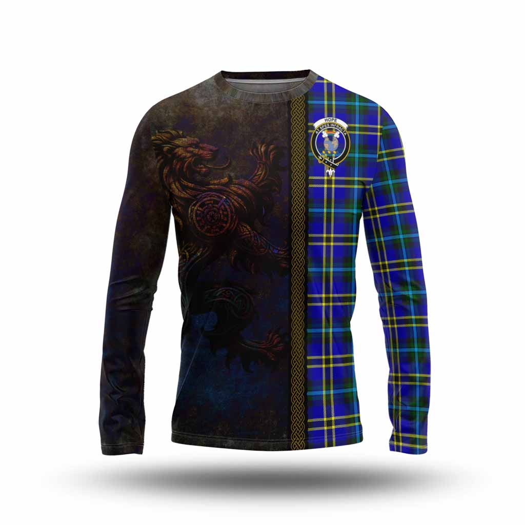 Tartan Vibes Clothing Hope Tartan Family Crest Long Sleeve T-Shirt Alba Gu Brath Be Brave Lion Ancient Style