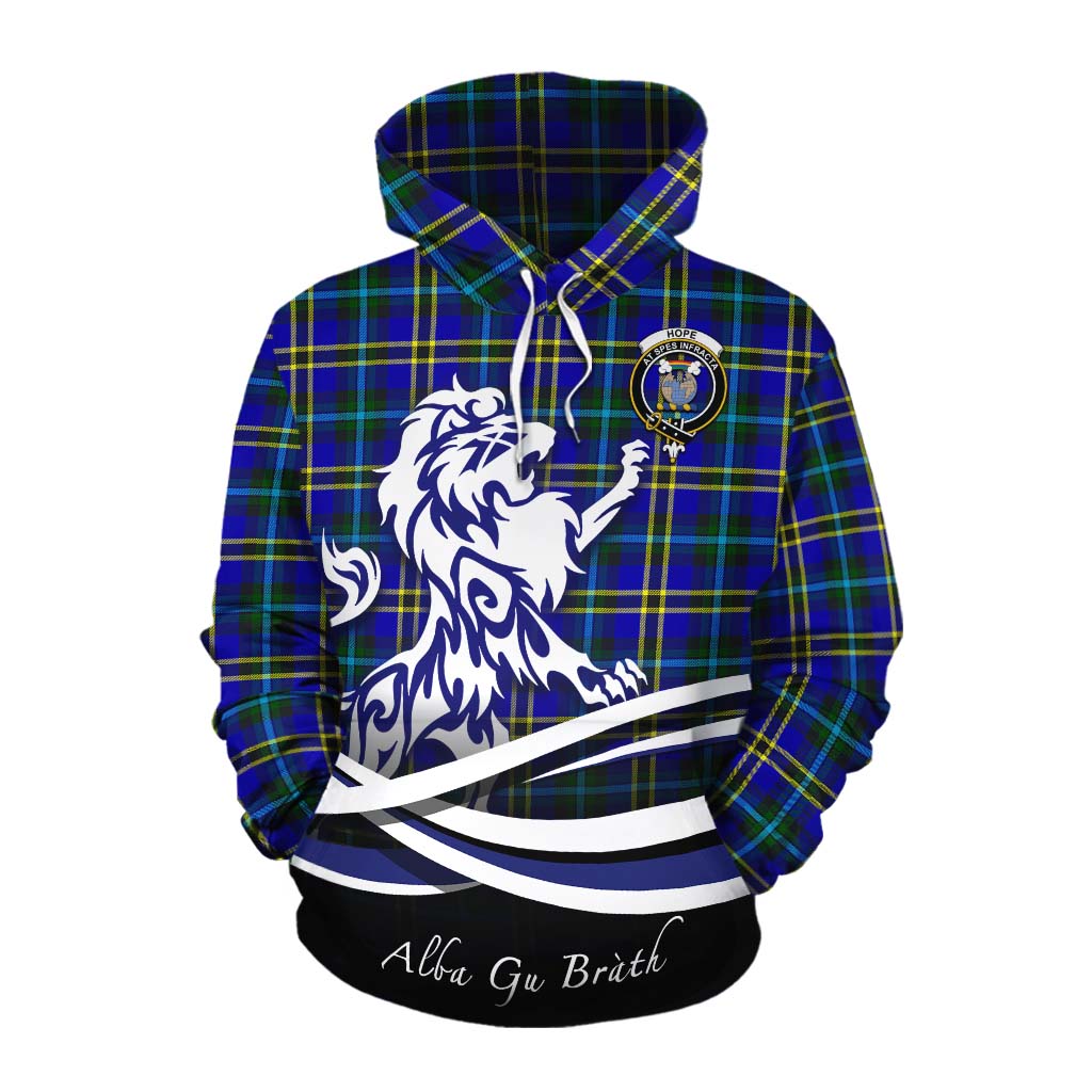 Tartan Vibes Clothing Hope Tartan Cotton Hoodie with Alba Gu Brath Regal Lion Emblem