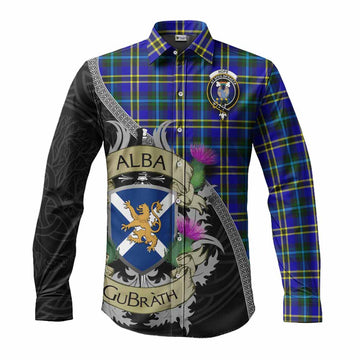 Hope Tartan Family Crest Long Sleeve Button Shirt Lion Rampant Royal Thistle Shield Celtic Inspired