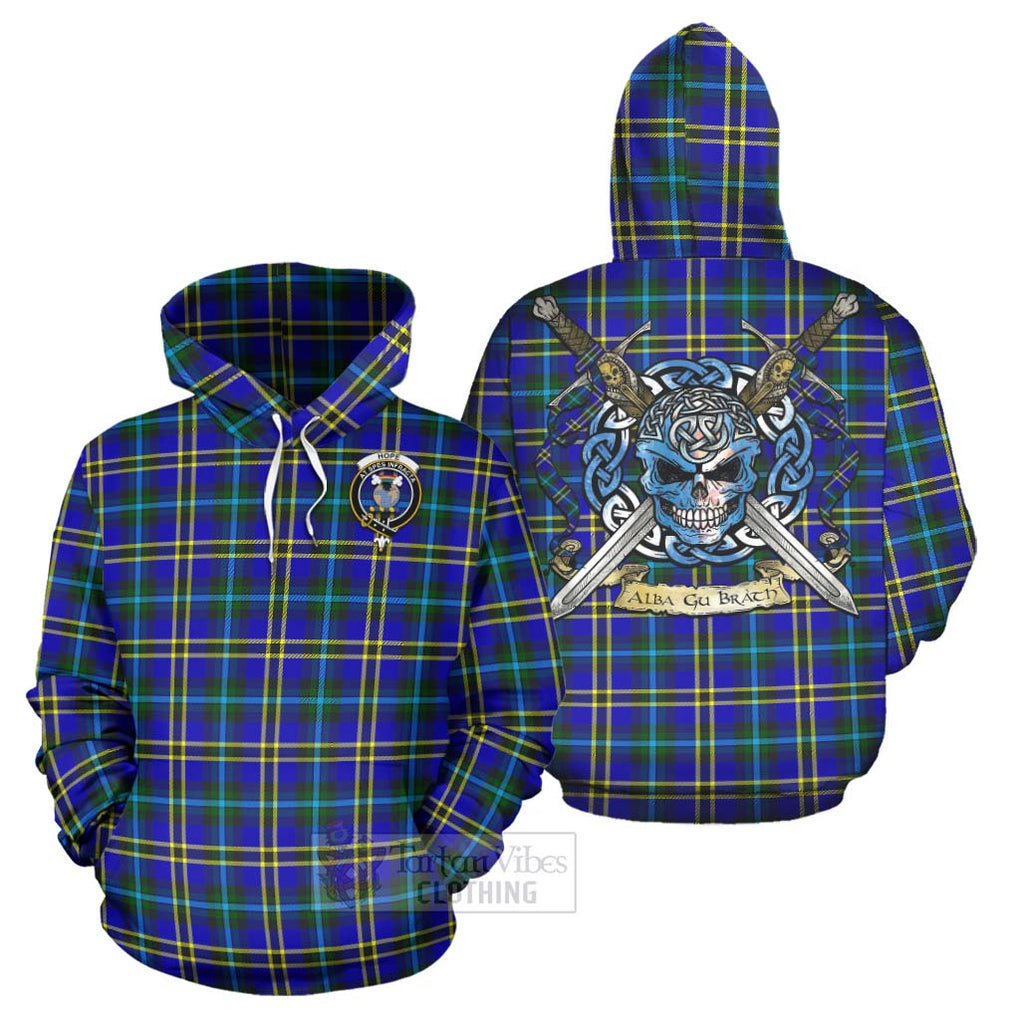 Tartan Vibes Clothing Hope Tartan Hoodie with Family Crest Celtic Skull Style