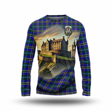 Tartan Vibes Clothing Hope Tartan Family Crest Long Sleeve T-Shirt with Scottish Ancient Castle Style