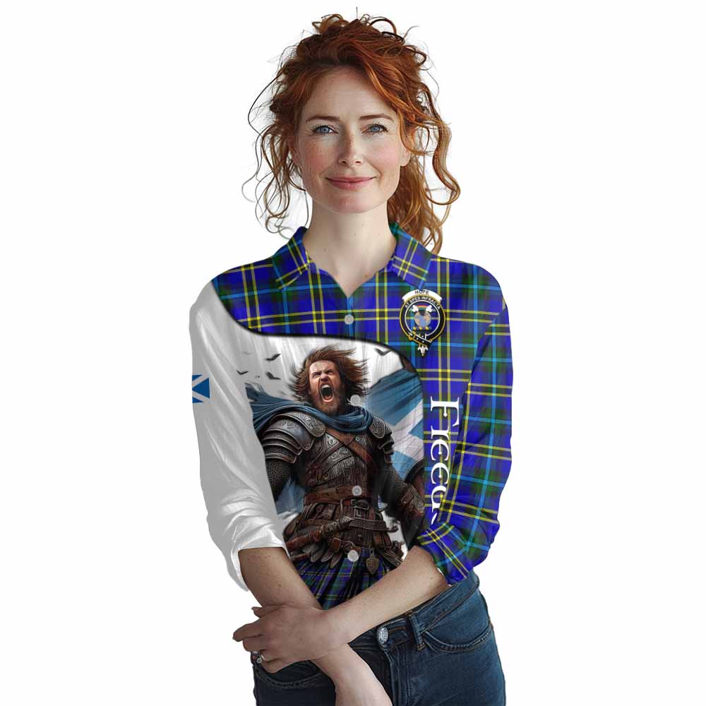 Tartan Vibes Clothing Hope Crest Tartan Women's Casual Shirt Inspired by the Freedom of Scottish Warrior
