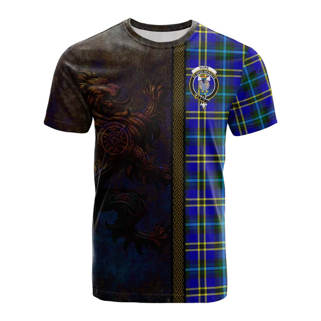 Tartan Vibes Clothing Hope Tartan Family Crest Cotton T-shirt Alba Gu Brath Be Brave Lion Ancient Style