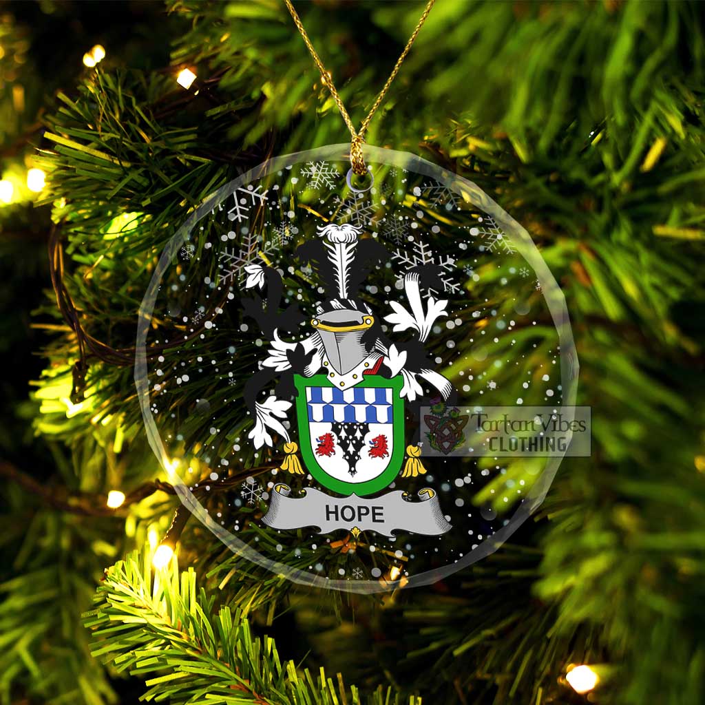 Hope Irish Clan Christmas Glass Ornament with Coat of Arms Transparent Glass Circle - 2D-tartanvibesclothing