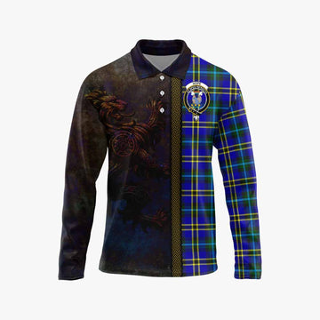 Hope Tartan Family Crest Long Sleeve Polo Shirt Alba Gu Brath Be Brave Lion Ancient Style