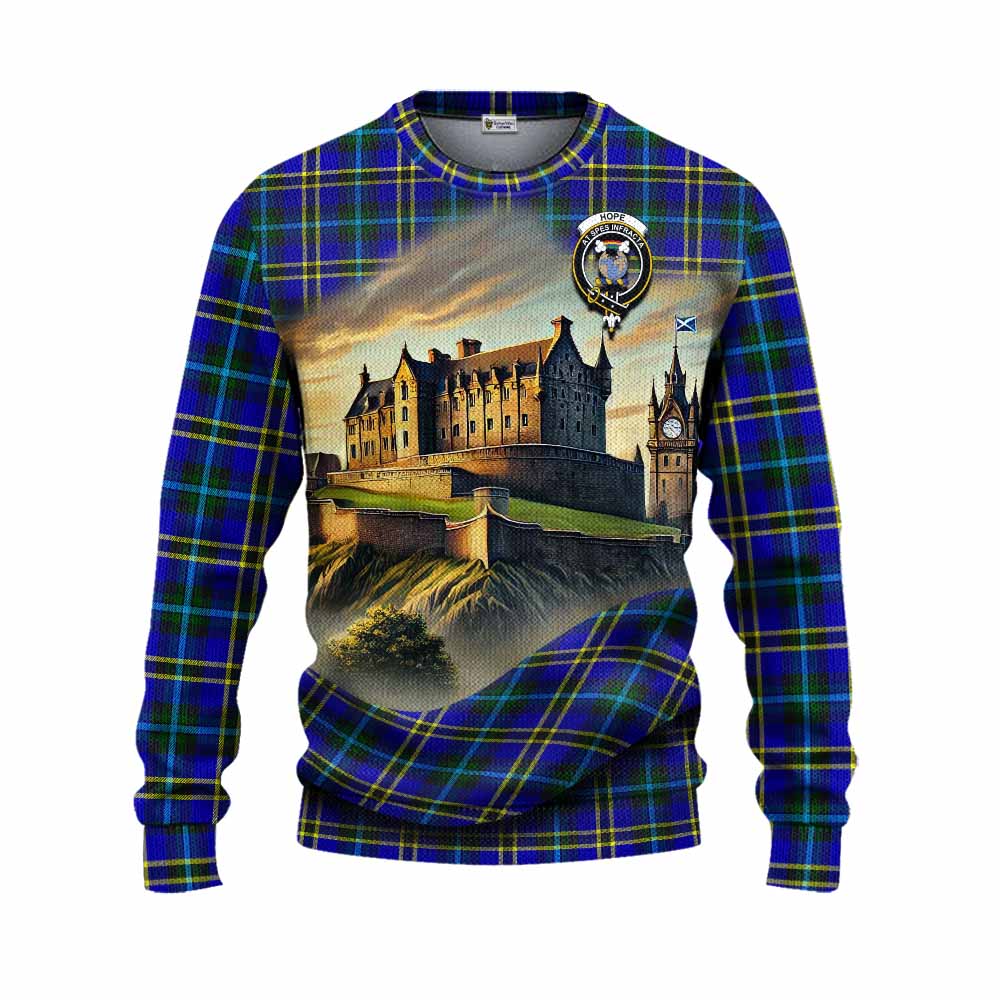 Tartan Vibes Clothing Hope Tartan Family Crest Knitted Sweater with Scottish Ancient Castle Style