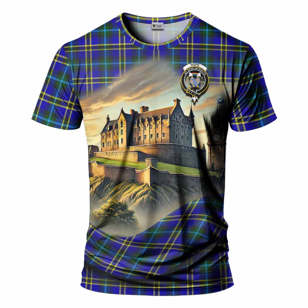 Tartan Vibes Clothing Hope Tartan Family Crest T-Shirt with Scottish Ancient Castle Stype