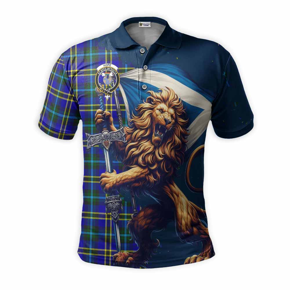 Tartan Vibes Clothing Hope Tartan Family Crest Men's Polo Shirt with Scottish Majestic Lion