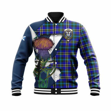 Tartan Vibes Clothing Hope Tartan Family Crest Baseball Jacket Scottish Thistle Celtic Inspired