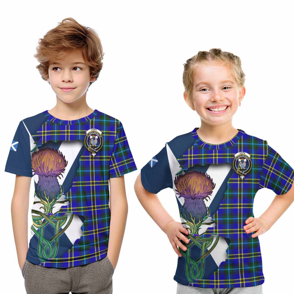 Tartan Vibes Clothing Hope Tartan Family Crest Kid T-Shirt Scottish Thistle Celtic Inspired