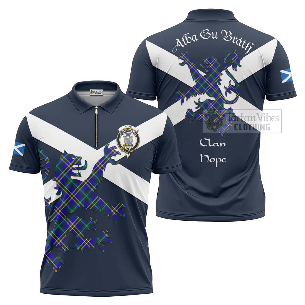 Tartan Vibes Clothing Hope Tartan Lion Rampant Zipper Polo Shirt – Proudly Display Your Heritage with Alba Gu Brath and Clan Name