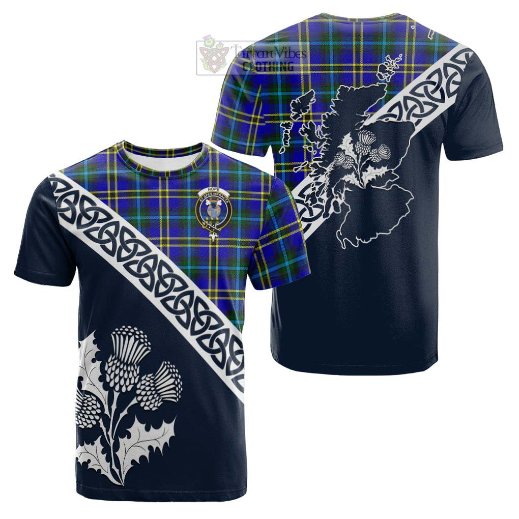 Tartan Vibes Clothing Hope Tartan Cotton T-shirt Featuring Thistle and Scotland Map