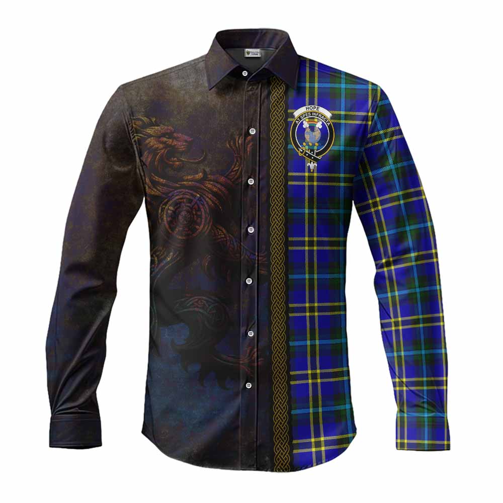Tartan Vibes Clothing Hope Tartan Family Crest Long Sleeve Button Shirt Alba Gu Brath Be Brave Lion Ancient Style