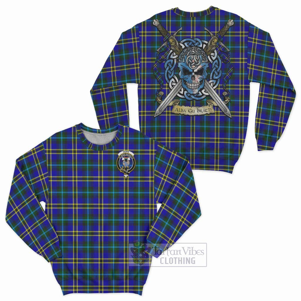 Tartan Vibes Clothing Hope Tartan Sweatshirt with Family Crest Celtic Skull Style