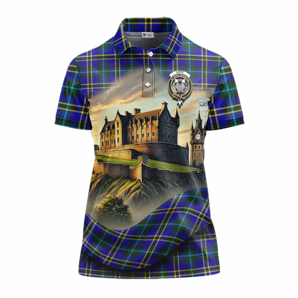 Tartan Vibes Clothing Hope Tartan Family Crest Women's Polo Shirt with Scottish Ancient Castle Stype