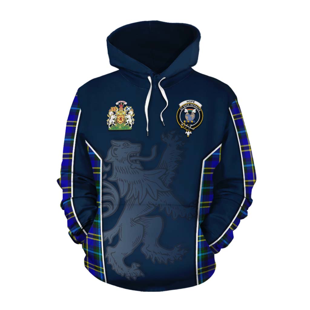 Tartan Vibes Clothing Hope Tartan Cotton Hoodie with Family Crest and Lion Rampant Vibes Sport Style