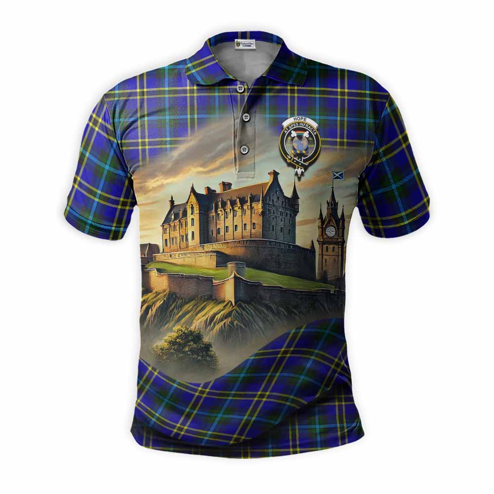 Tartan Vibes Clothing Hope Tartan Family Crest Polo Shirt with Scottish Ancient Castle Stype