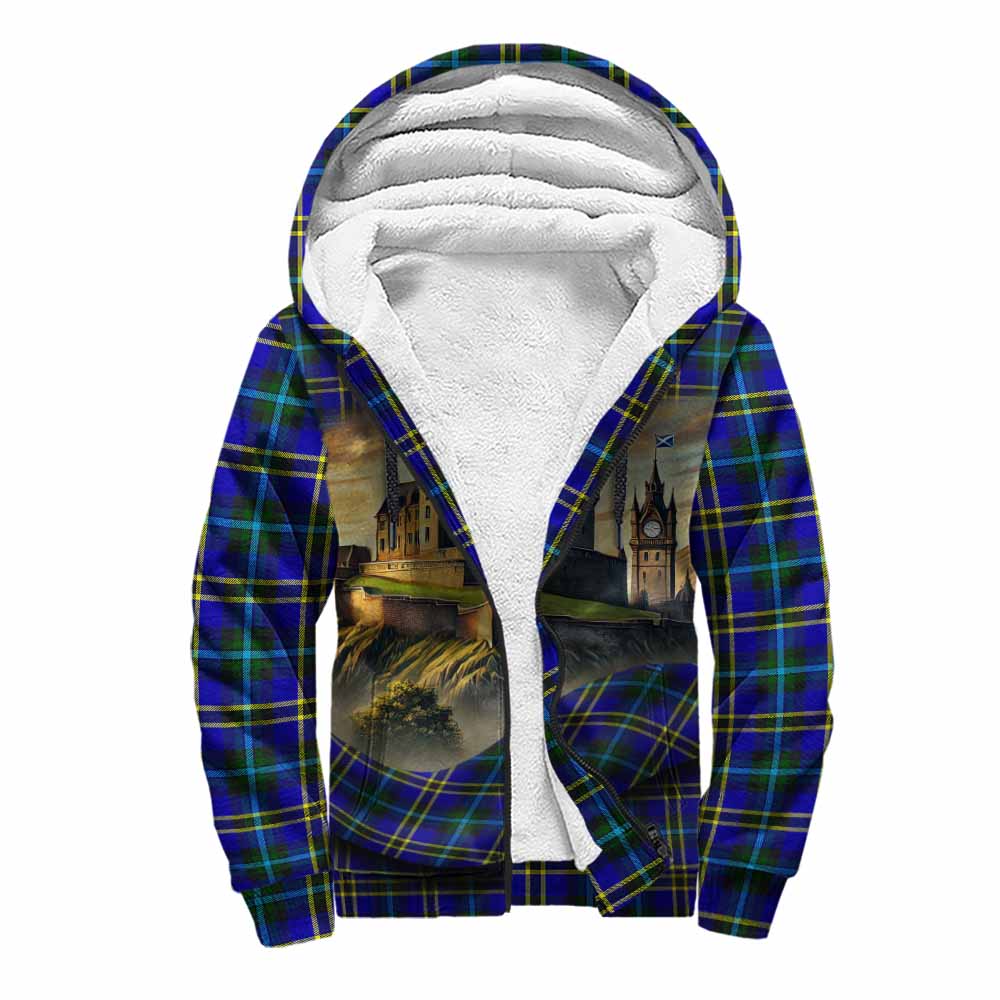 Tartan Vibes Clothing Hope Tartan Family Crest Sherpa Hoodie with Scottish Ancient Castle Style