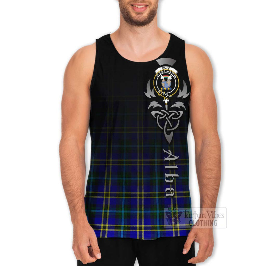 Tartan Vibes Clothing Hope Tartan Men's Tank Top Featuring Alba Gu Brath Family Crest Celtic Inspired