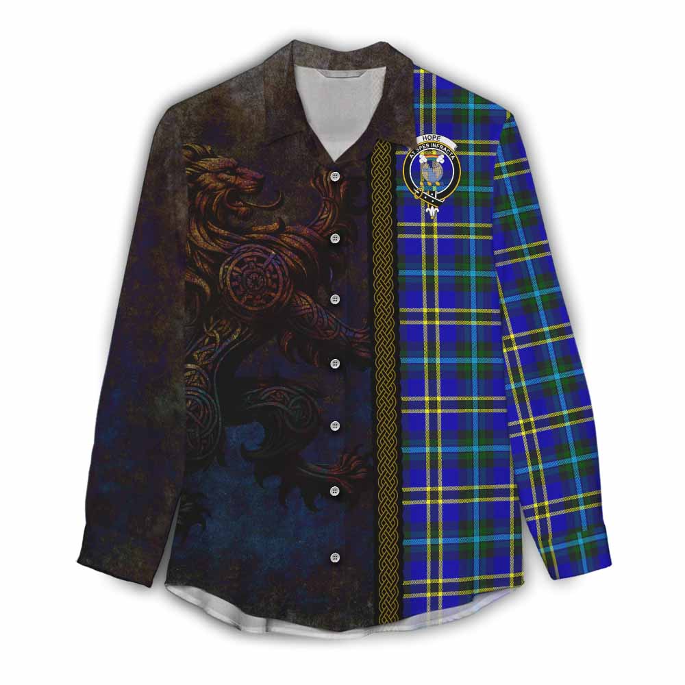 Tartan Vibes Clothing Hope Tartan Family Crest Women's Casual Shirt Alba Gu Brath Be Brave Lion Ancient Style