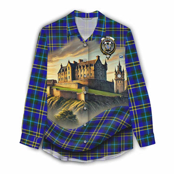 Tartan Vibes Clothing Hope Tartan Family Crest Women's Casual Shirt with Scottish Ancient Castle Style