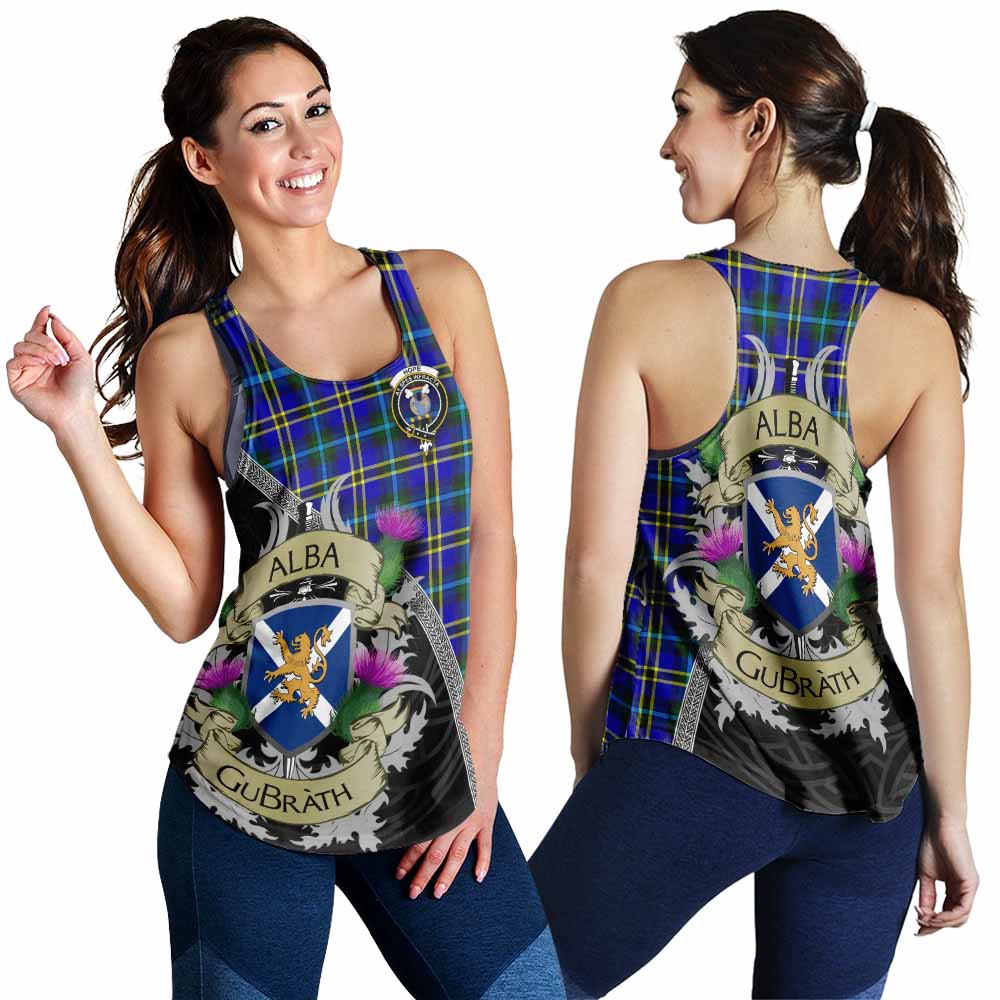 Tartan Vibes Clothing Hope Tartan Family Crest Women's Racerback Tanks Lion Rampant Royal Thistle Shield Celtic Inspired