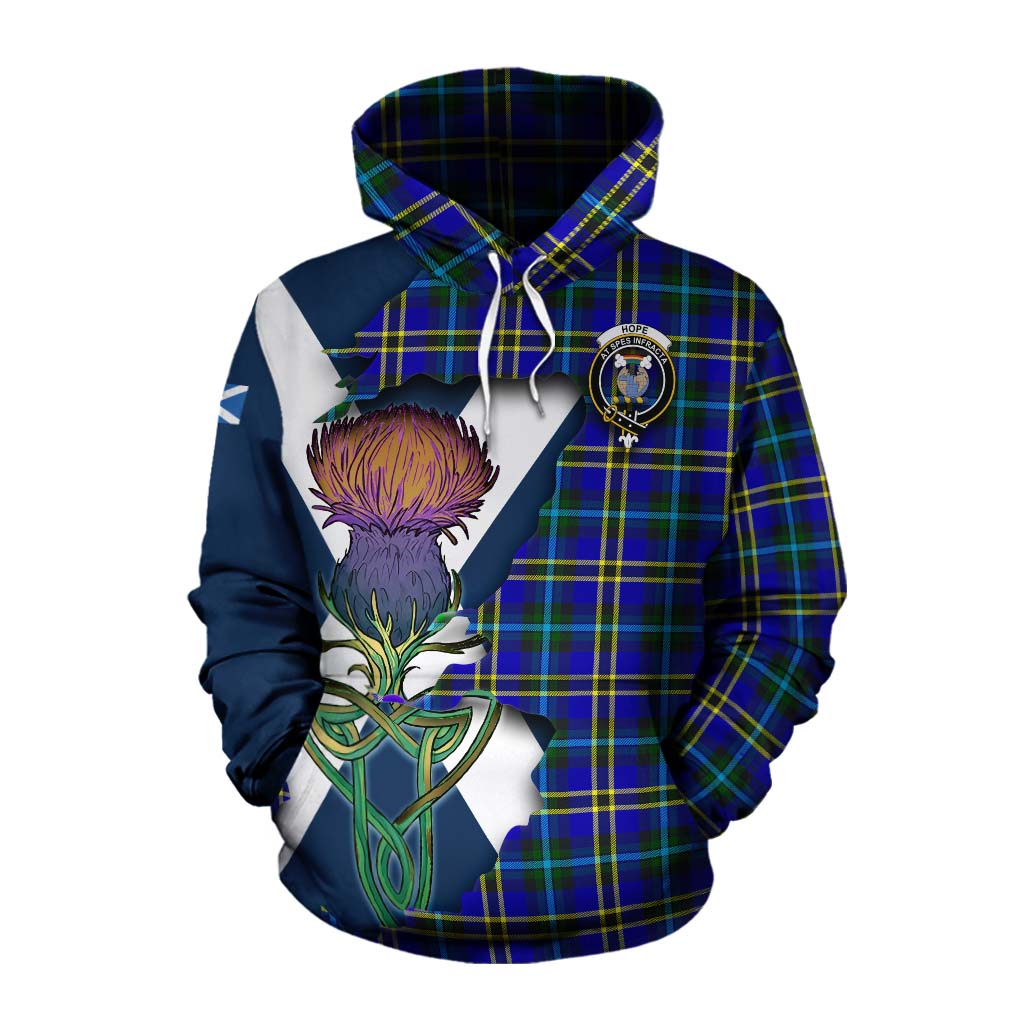 Tartan Vibes Clothing Hope Tartan Family Crest Cotton Hoodie Scottish Thistle Celtic Inspired