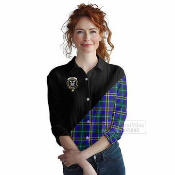 Tartan Vibes Clothing Hope Tartan Women's Casual Shirt with Family Crest and Military Logo Style