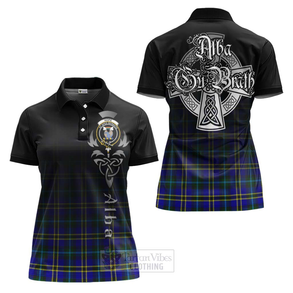 Tartan Vibes Clothing Hope Tartan Women's Polo Shirt Featuring Alba Gu Brath Family Crest Celtic Inspired