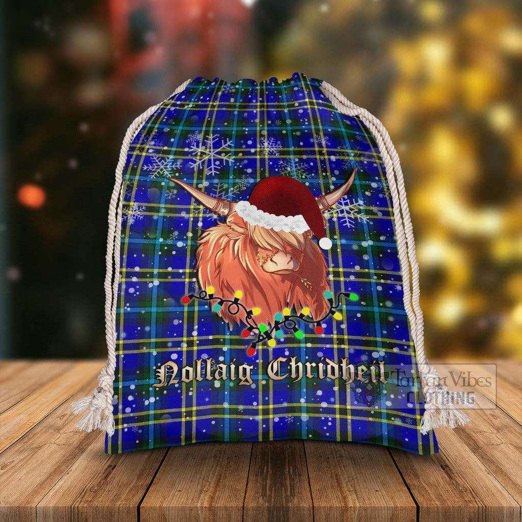 Tartan Vibes Clothing Hope Tartan Christmas Santa's Bag with Highland Cow