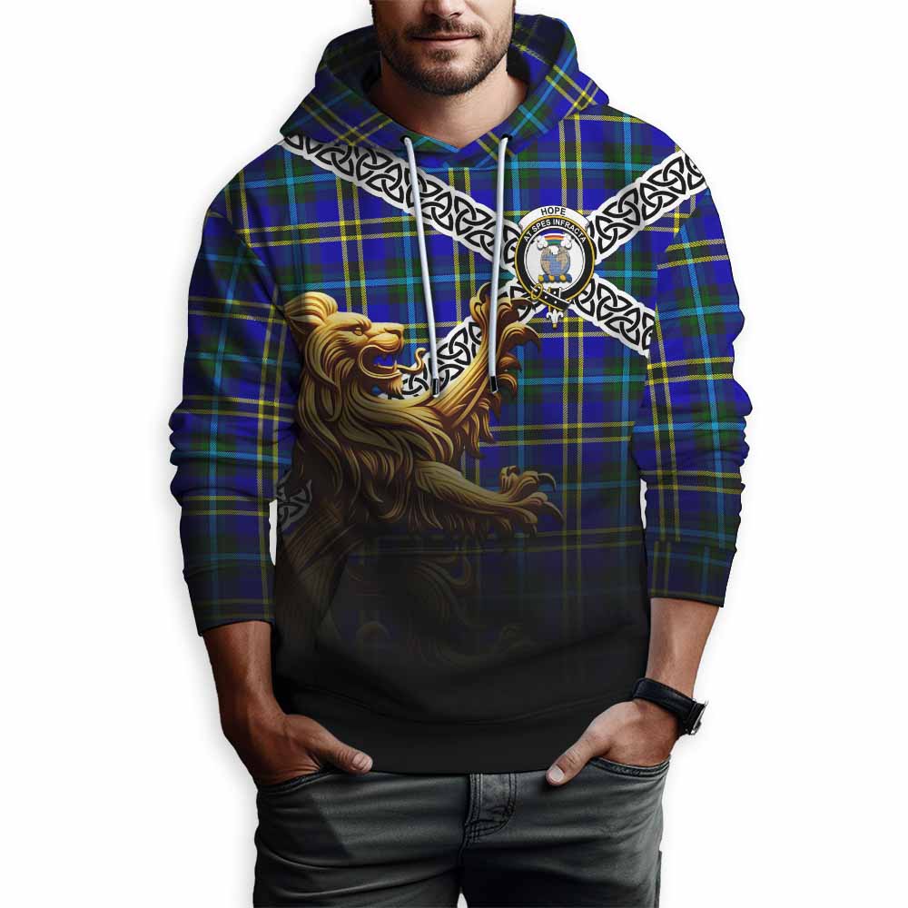 Tartan Vibes Clothing Hope Crest Tartan Hoodie with Golden Lion Emblem Celtic Style