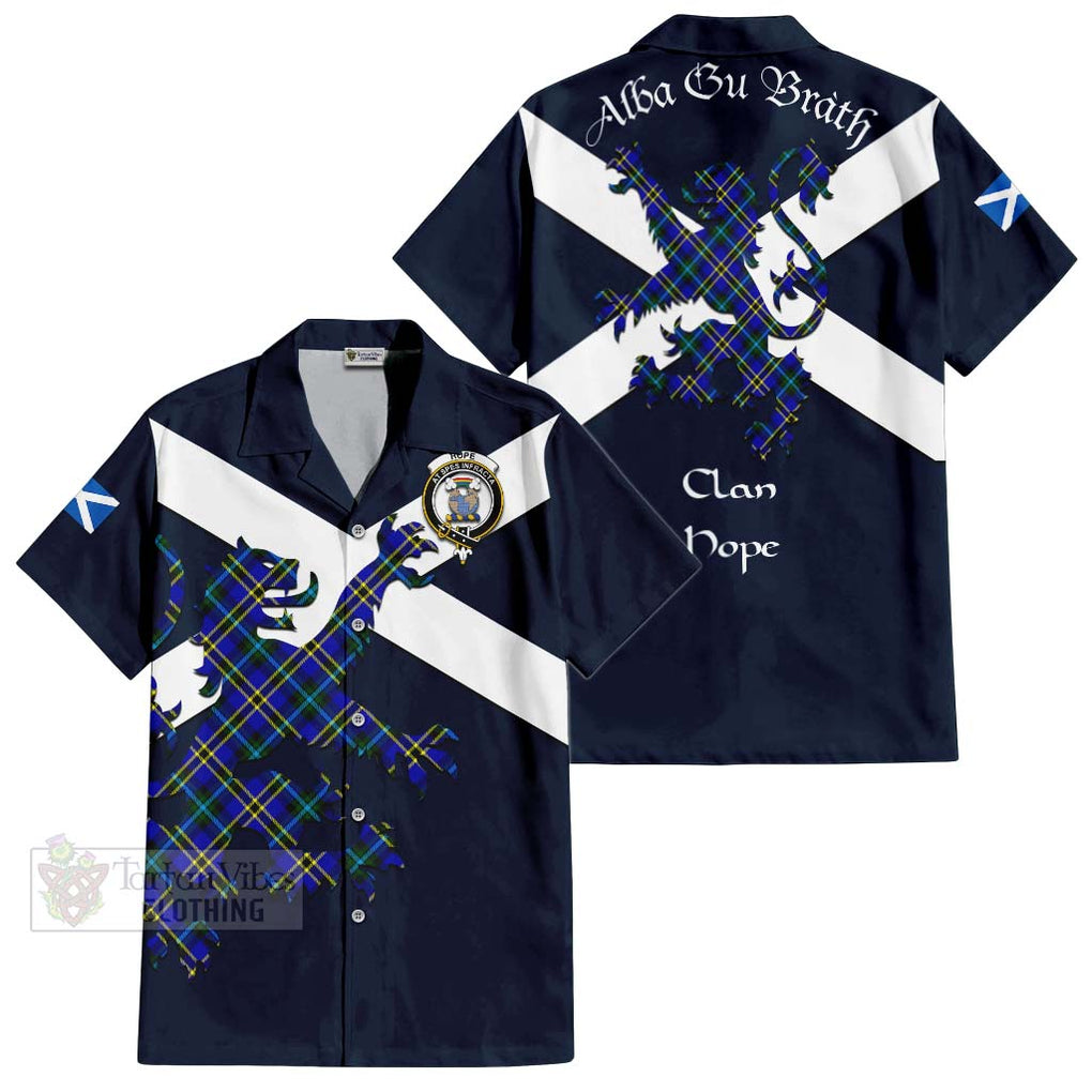 Tartan Vibes Clothing Hope Tartan Lion Rampant Short Sleeve Button Shirt – Proudly Display Your Heritage with Alba Gu Brath and Clan Name